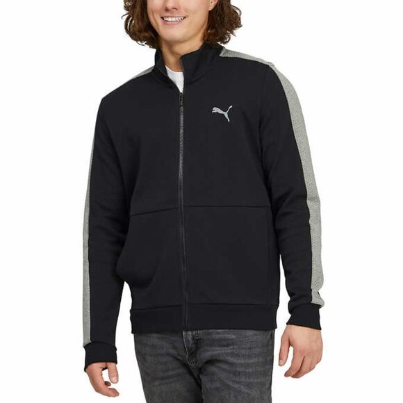 Puma Men’s Track Jacket, Black with Grey/Silver​​​​​​​​​​ - Picture 2 of 6